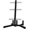 Soozier 2-Inch Weight Plate Rack with Barbell Bar Holders, Olympic Weight Tree, 660 lbs. Capacity, Black