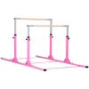 Qaba Double Horizontal Bars, Junior Gymnastic Parallel Bars, Pink, 13-level Adjustable Heights, Double-locking, for Indoor/Outdoor