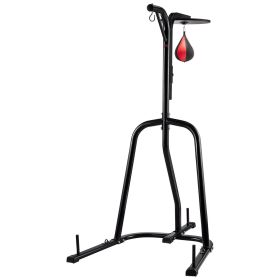 2 in 1 Punching Bag Stand, Steel Heavy Duty Workout Equipment, Adjustable Height Boxing Punching Bag and Speed Bag Stand, Freestanding Sandbag Rack