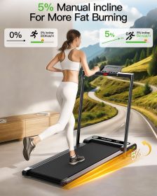 Akluer 2-in-1 Walking Pad Treadmill with Incline, 2.5 HP Under Desk Treadmill with Remote, Folding Compact Treadmill for Home Office with LED Display