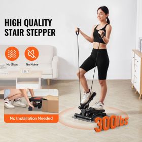 Stair Stepper, Mini Stepper for Exercise at Home, Hydraulic Fitness Twist Stepper with Resistance Bands, Full Body Workout Cardio Equipment