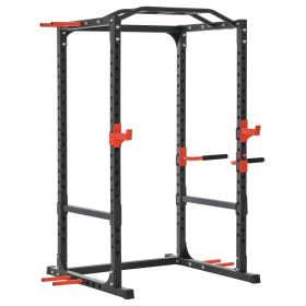 Soozier Adjustable Power Tower Dip Station Pull Up Bar Squat Rack Power Cage At Home Workout Equipment, Upper Body Strength Training Equipment