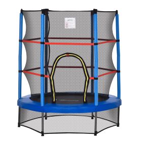 Outsunny 4.5FT Kids Trampoline, Blue, with Safety Enclosure Net and Springless Design, Steel Frame, for Ages 3 to 6