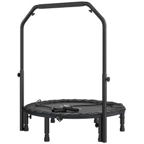 Soozier 40" Foldable Mini Trampoline, Rebounder Trampoline for Adults with Adjustable Foam Handle, Black