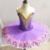 Girls Sequin Ballet Tutu Dress Kids Flower Ballet Skirt Dancewear Party Dress, Purple