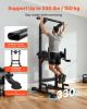 Pull Up Bar, 330 LBS Power Tower Dip Station, Workout Dip Station with H-Shaped Stable Base & Back Pad