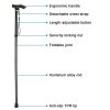Travel Folding Trekking Hiking Pole,Collapsible Cane Adjustable Walking Stick Portable Mobility Aid for Women Men Hikers Gift,Black