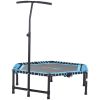 Soozier 4.5ft Exercise Trampoline, Portable & Foldable Fitness Trampoline with Adjustable T-Bar and Heavy-Duty Design, Blue