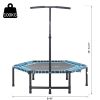 Soozier 4.5ft Exercise Trampoline, Portable & Foldable Fitness Trampoline with Adjustable T-Bar and Heavy-Duty Design, Blue