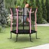 Kids Indoor/Outdoor Trampoline with Safety Net, Pink, for Active Play Fun