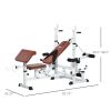 Soozier Multi-Position Weight Bench, Full Body Workout Adjustable Strength Training with Leg Developer for Home Gym, White/Brown