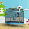 Qaba 3-in-1 Trampoline for Kids, 6.9' Kids Trampoline with Net, Light Blue