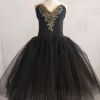 Girls Ballet Dance Costumes Black Swan Tutu Skirt Sequin Performance Dress