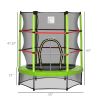 Outsunny 4.5FT Green Kids Trampoline with Safety Enclosure Net, Springless Design, for Ages 3 to 6