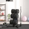 Soozier 2-Inch Weight Plate Rack with Barbell Bar Holders, Olympic Weight Tree, 660 lbs. Capacity, Black