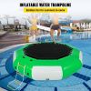 VEVOR Inflatable Water Trampoline, 10ft Recreational Water Bouncer with Escalator, Round Inflatable Water Trampoline in Green and White