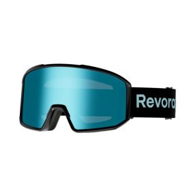Fire N1 Ski Goggles with Italy Anti-Fog Lens, OTG, Full REVO Vacuum Coating (Color: Black Strap + Dream Blue Lens)