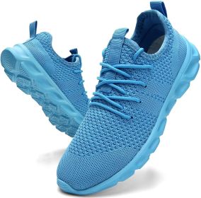 2022 Summer men's casual shoes light sneaker white large size outdoor breathable mesh fashion sports black running tennis shoes (Color: Blue, Shoe Size: 41)