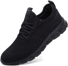2022 Summer men's casual shoes light sneaker white large size outdoor breathable mesh fashion sports black running tennis shoes (Color: Black, Shoe Size: 46)