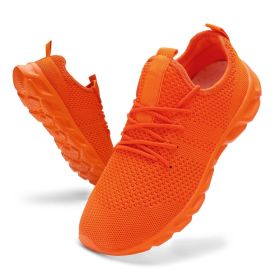 2022 Summer men's casual shoes light sneaker white large size outdoor breathable mesh fashion sports black running tennis shoes (Color: orange, Shoe Size: 43)