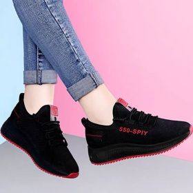 Women's Breathable Non-slip Platform Fashion 2022 Autumn New Casual Shoes Korean Running Shoes Black Sneakers shoes for women (Color: A550-red, Shoe Size: 37)