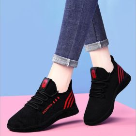 Women's Breathable Non-slip Platform Fashion 2022 Autumn New Casual Shoes Korean Running Shoes Black Sneakers shoes for women (Color: B35red, Shoe Size: 37)