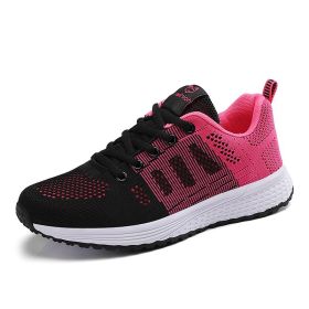 New Women Fashion Running Sneakers Platform Solid Color Flats Ladies Shoes Casual Breathable Wedge Heel Women Walking Sneaker (Color: 1721-Black wh Rose, Shoe Size: 39)