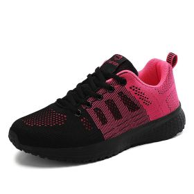 New Women Fashion Running Sneakers Platform Solid Color Flats Ladies Shoes Casual Breathable Wedge Heel Women Walking Sneaker (Color: 1721-Black Rose, Shoe Size: 35)