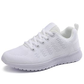New Women Fashion Running Sneakers Platform Solid Color Flats Ladies Shoes Casual Breathable Wedge Heel Women Walking Sneaker (Color: 1721-white, Shoe Size: 36)