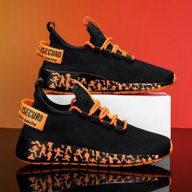 New Women Fashion Running Sneakers Platform Solid Color Flats Ladies Shoes Casual Breathable Wedge Heel Women Walking Sneaker (Color: G183-1-Black orange, Shoe Size: 42)