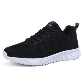 New Women Fashion Running Sneakers Platform Solid Color Flats Ladies Shoes Casual Breathable Wedge Heel Women Walking Sneaker (Color: 1721-white black, Shoe Size: 38)
