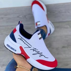 New Women Fashion Running Sneakers Platform Solid Color Flats Ladies Shoes Casual Breathable Wedge Heel Women Walking Sneaker (Color: White, Shoe Size: 39)