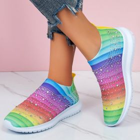 New Women Fashion Running Sneakers Platform Solid Color Flats Ladies Shoes Casual Breathable Wedge Heel Women Walking Sneaker (Color: 12081-cai hong, Shoe Size: 41)