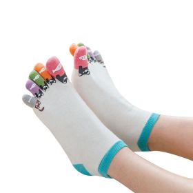 Womens Funny Toe Sock Cotton Five Finger Running Ankle Novelty Socks (Color: Blue)