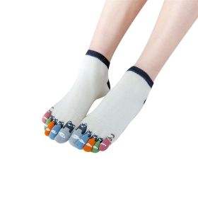 Womens Funny Toe Sock Cotton Five Finger Running Ankle Novelty Socks (Color: Black)