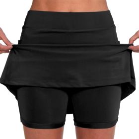 Elastic Yoga Culottes for Women Athletic Shorts Lightweight High Waist Joggers (Color: Black, size: M)