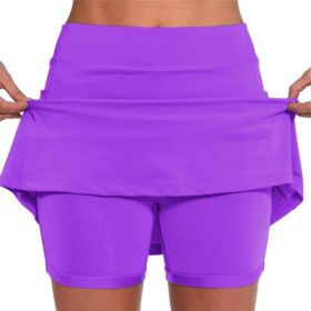 Elastic Yoga Culottes for Women Athletic Shorts Lightweight High Waist Joggers (Color: purple, size: 3XL)