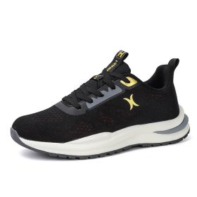 New spring and autumn comfortable soft sole men's fashion all-match sports shoes lightweight non-slip outdoor leisure men's single shoes leisure runni (Color: Black, size: 42)
