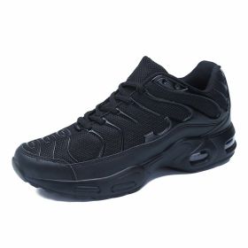 Men's shoes spring and autumn new all-palm air cushion running sneakers all-match trend men's platform casual shoes (Color: Black, size: 42)