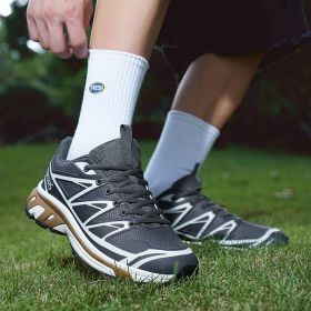 New men's outdoor mountaineering sneakers running shoes Fashion trend sneakers (Color: Gray, size: 45)