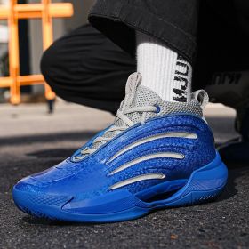 New men's trend fashion sports basketball shoes couple shoes basketball shoes men running sneakers (Color: Blue, size: 37)