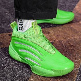 New men's trend fashion sports basketball shoes couple shoes basketball shoes men running sneakers (Color: green, size: 39)