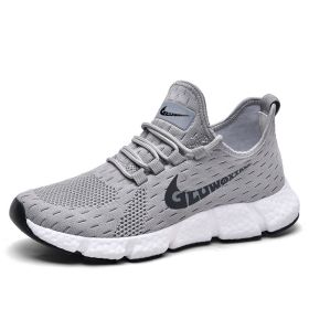 New trendy, fashionable, comfortable, versatile and breathable men's casual sports shoes, men's running shoes (Color: Gray, size: 45)