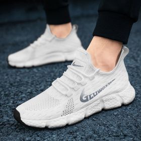 New trendy, fashionable, comfortable, versatile and breathable men's casual sports shoes, men's running shoes (Color: White, size: 38)