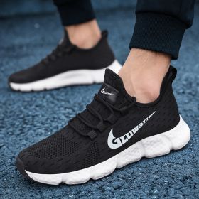 New trendy, fashionable, comfortable, versatile and breathable men's casual sports shoes, men's running shoes (Color: Black, size: 43)
