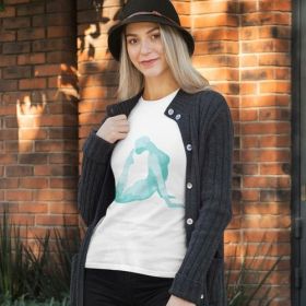 Yoga Backward Bend Print Jersey Short Sleeve Tee (Color: White, size: S)