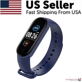 M4 Smart Watch Band Blood Pressure Bracelet Wristband Fitness Tracker Heart Rate (Color: Blue)