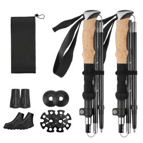 2Pcs Walking Sticks Collapsible Hiking Poles Folding Aluminum Trekking Poles Adjustable Hiking Sticks with EVA Foam Grips for Backpacking Hiking Mount (Color: Black)