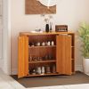 3-Tier Shoe Cabinet with Doors with Adjustable Open Shelves for Entryway