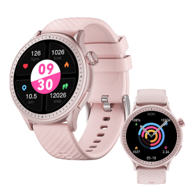 2025 Premium Smart Watch 1.43 Inch HD Round Fitness Tracker Bluetooth Calling Heart Rate Monitor Waterproof 3ATM For Running Gym Hiking Outdoor Advent (Color: Pink)